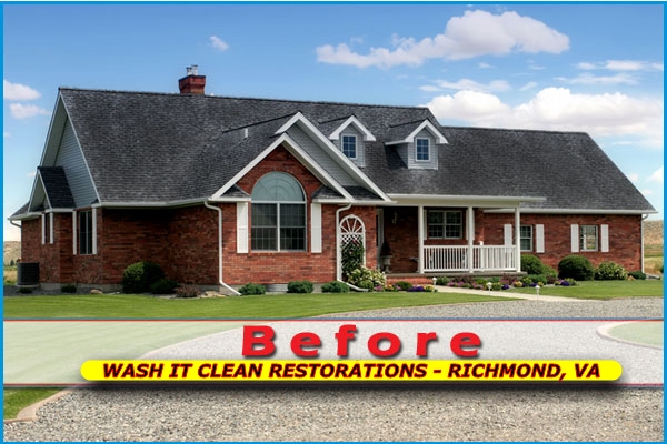 Wash It Clean Restorations- Before Roof Cleaning -Brick House